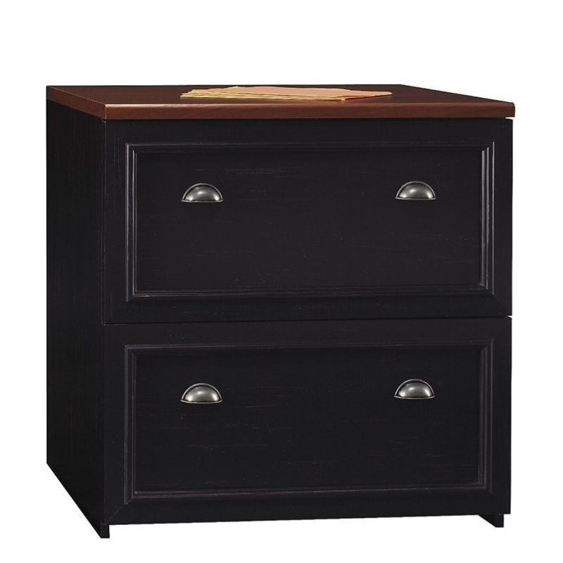 Pemberly Row 2 Drawer Lateral File Cabinet In Black And Cherry Pr 3617