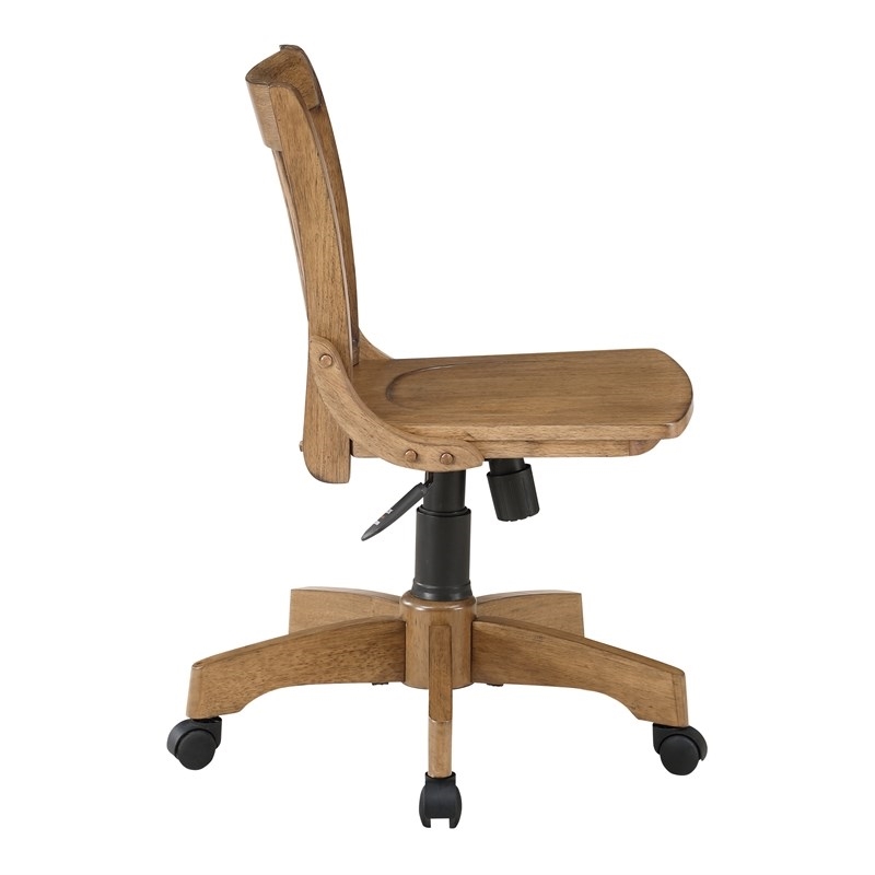 Pemberly Row Traditional Wood Bankers Office Chair in Medium