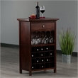 Pemberly Row 20-Bottle Transitional Solid Wood Wine Cabinet in Antique Walnut