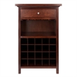 Pemberly Row 20-Bottle Transitional Solid Wood Wine Cabinet in Antique Walnut