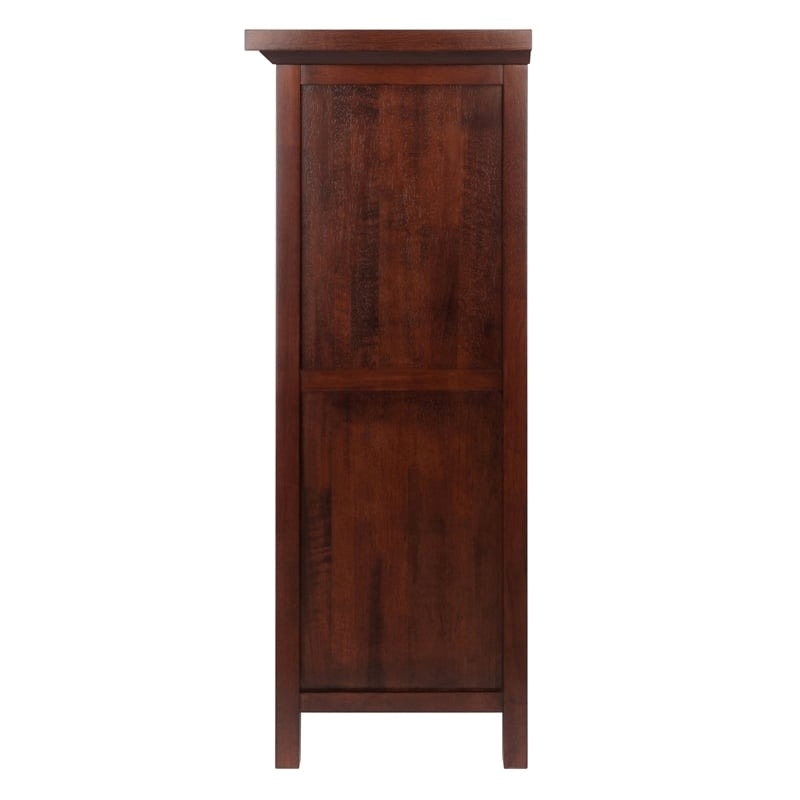 Pemberly Row 20-Bottle Transitional Solid Wood Wine Cabinet in Antique Walnut