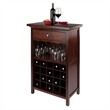 Pemberly Row 20-Bottle Transitional Solid Wood Wine Cabinet in Antique Walnut