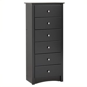 pemberly row 6 drawer chest in black finish