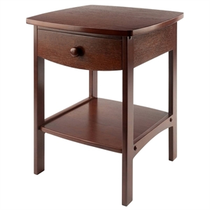 Pemberly Row 22.05&quotH Solid Wood Nightstand with Drawer in Antique Walnut
