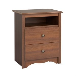 Pemberly Row Tall 2 Drawer Night Stand in Cherry