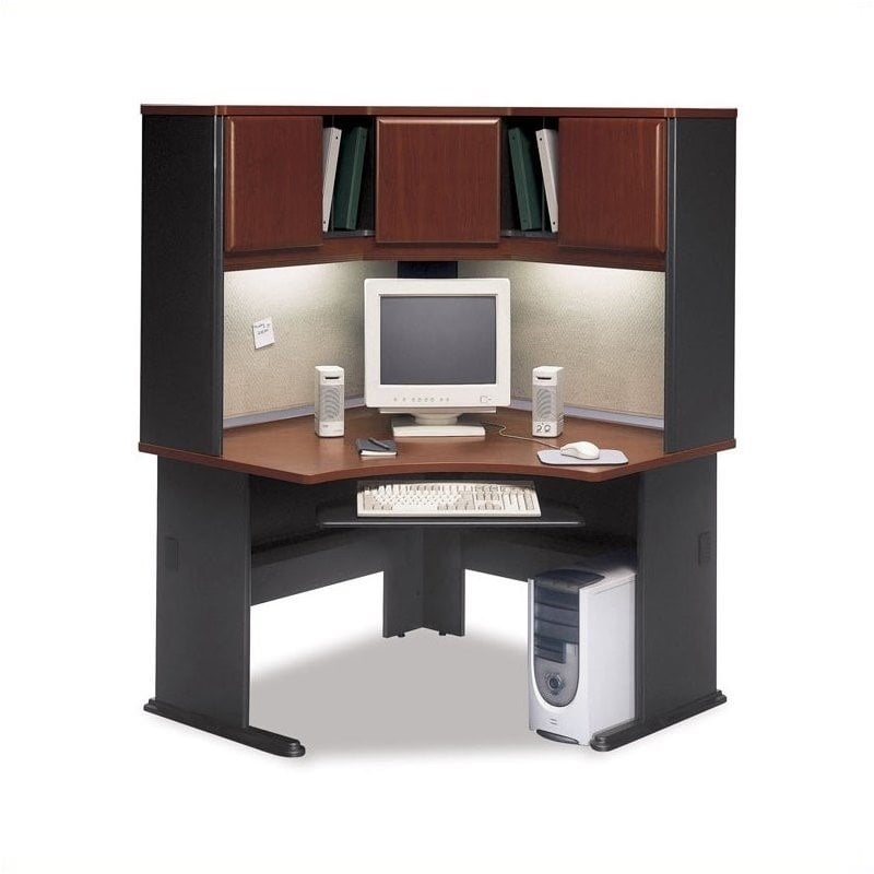 Pemberly Row 48W Corner Desk in Hansen Cherry