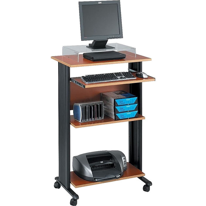 Pemberly Row Standing Wood Workstation in Cherry