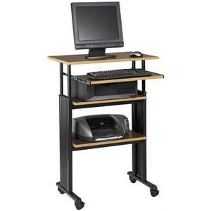 pemberly row stand-up adjustable height workstation in cherry