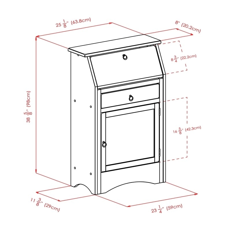 Pemberly Row Transitional Solid Wood Secretary Desk in Antique Walnut