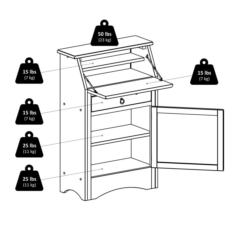 Pemberly Row Transitional Solid Wood Secretary Desk in Antique Walnut