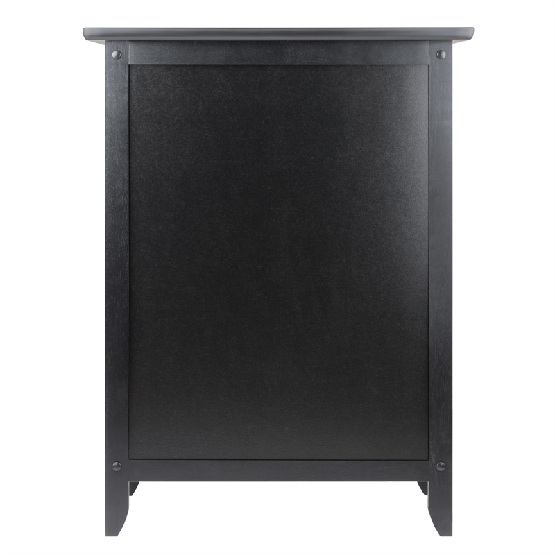 Pemberly Row Transitional Solid Wood End Table with Cabinet in Black