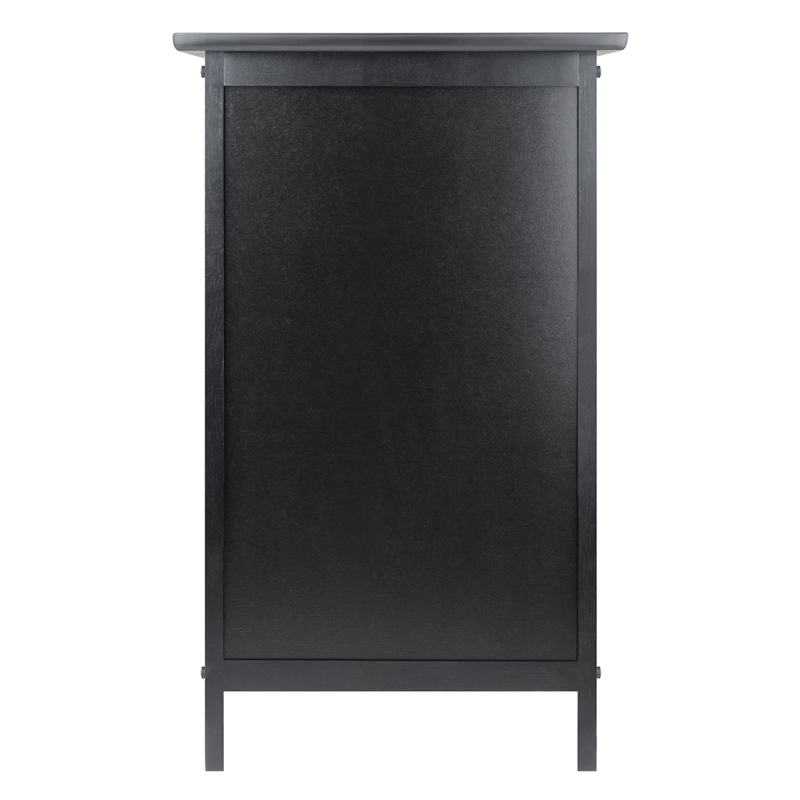 Pemberly Row Transitional Solid Wood End Table with Cabinet in Black