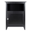 Pemberly Row Transitional Solid Wood End Table with Cabinet in Black