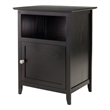 Pemberly Row Transitional Solid Wood End Table with Cabinet in Black