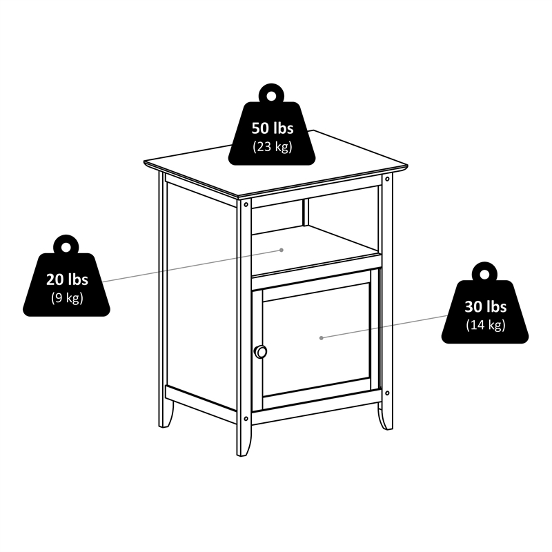 Pemberly Row Transitional Solid Wood End Table with Cabinet in Black