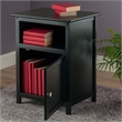 Pemberly Row Transitional Solid Wood End Table with Cabinet in Black