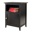 Pemberly Row Transitional Solid Wood End Table with Cabinet in Black