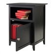 Pemberly Row Transitional Solid Wood End Table with Cabinet in Black