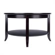 Pemberly Row Round Solid Wood Coffee Table with Glass Top in Dark Espresso