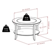 Pemberly Row Round Solid Wood Coffee Table with Glass Top in Dark Espresso