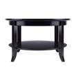 Pemberly Row Round Solid Wood Coffee Table with Glass Top in Dark Espresso
