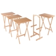 Pemberly Row 5-Piece Transitional Solid Wood TV Table with Stand in Natural