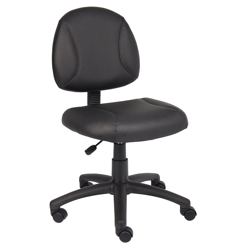 Pemberly Row Leather Adjustable Deluxe Posture Office Chair in Black