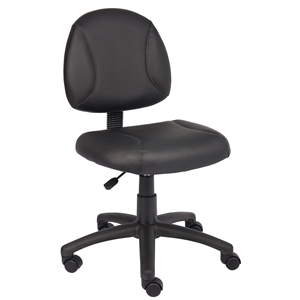 Pemberly Row Leather Adjustable Deluxe Posture Office Chair in Black