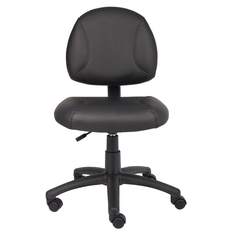 Pemberly Row Leather Adjustable Deluxe Posture Office Chair in Black