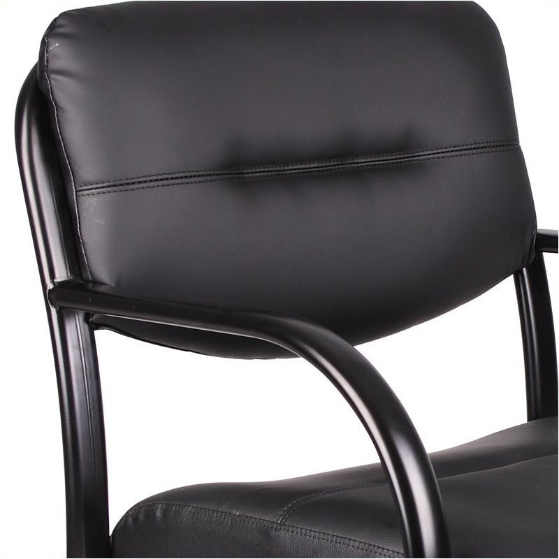 Pemberly Row Leather Guest Chair with Sled Base in Black