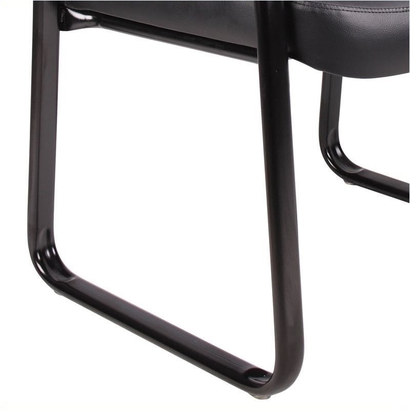 Pemberly Row Leather Guest Chair with Sled Base in Black