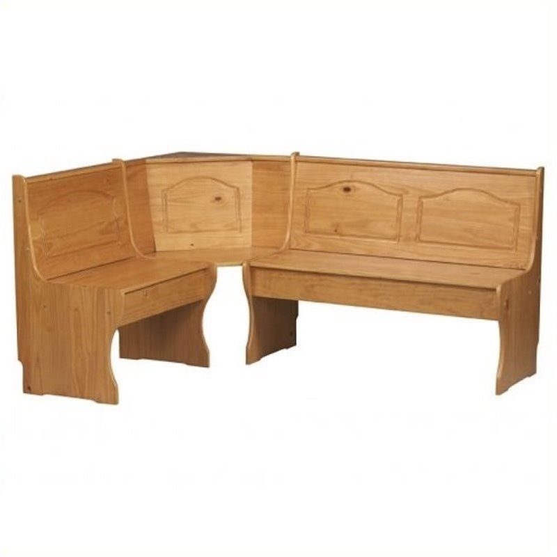Pemberly Row Kitchen Dining Nook Corner Bench In Natural Pr 16766