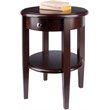 Pemberly Row Round Transitional Solid Wood End Table with Drawer in Walnut