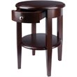 Pemberly Row Round Transitional Solid Wood End Table with Drawer in Walnut