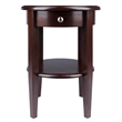 Pemberly Row Round Transitional Solid Wood End Table with Drawer in Walnut