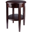 Pemberly Row Round Transitional Solid Wood End Table with Drawer in Walnut