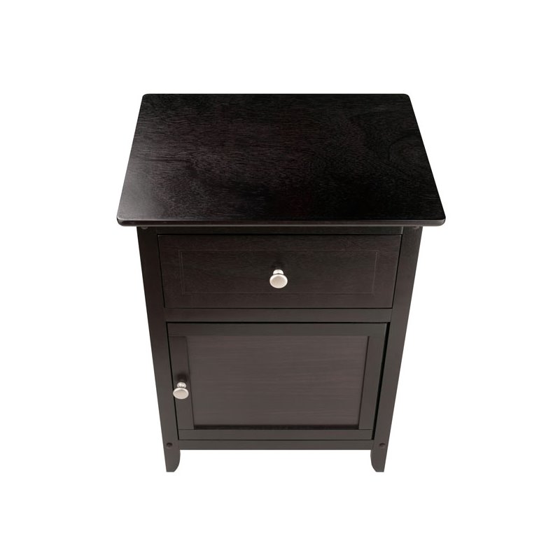 Pemberly Row Transitional Solid Wood Nightstand with Cabinet in Espresso