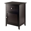 Pemberly Row Transitional Solid Wood Nightstand with Cabinet in Espresso