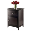 Pemberly Row Transitional Solid Wood Nightstand with Cabinet in Espresso
