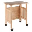 Pemberly Row Portable Foldable Transitional Solid Wood Printer Stand in Natural