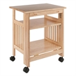 Pemberly Row Portable Foldable Transitional Solid Wood Printer Stand in Natural