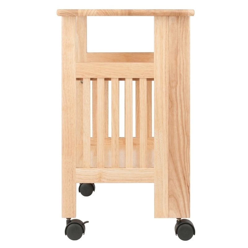 Pemberly Row Portable Foldable Transitional Solid Wood Printer Stand in Natural