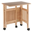 Pemberly Row Portable Foldable Transitional Solid Wood Printer Stand in Natural