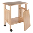 Pemberly Row Portable Foldable Transitional Solid Wood Printer Stand in Natural