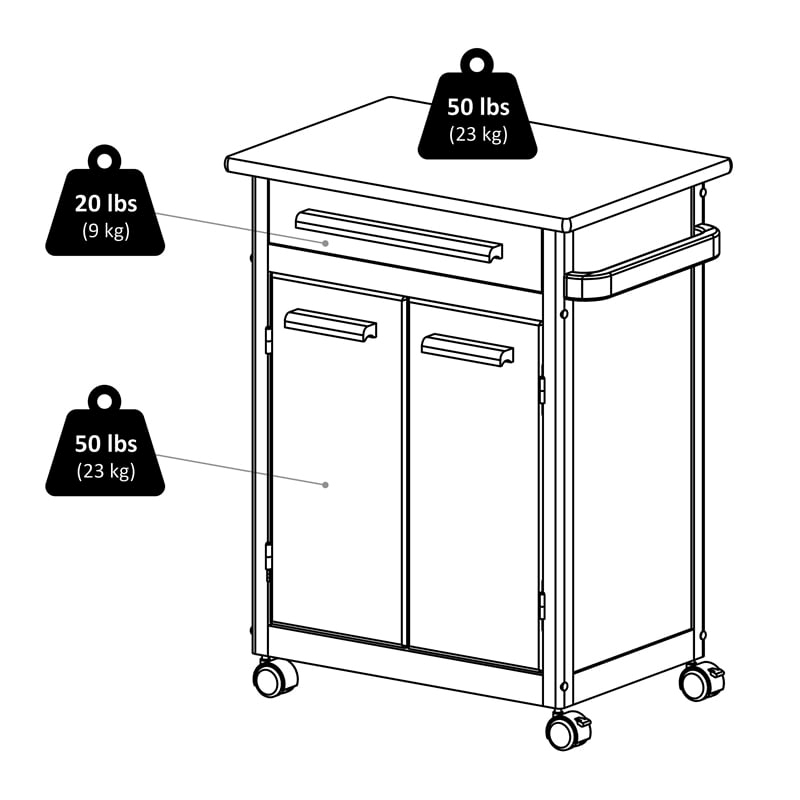 Pemberly Row Transitional Solid Wood Butcher Block Kitchen Cart in Natural