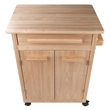 Pemberly Row Transitional Solid Wood Butcher Block Kitchen Cart in Natural