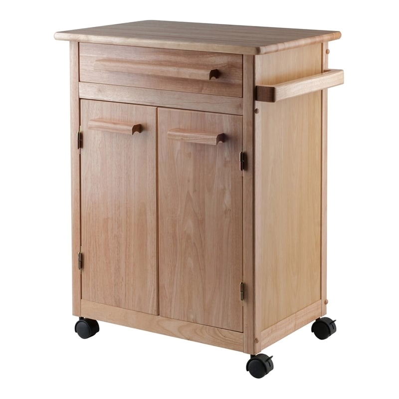 Pemberly Row Transitional Solid Wood Butcher Block Kitchen Cart in Natural