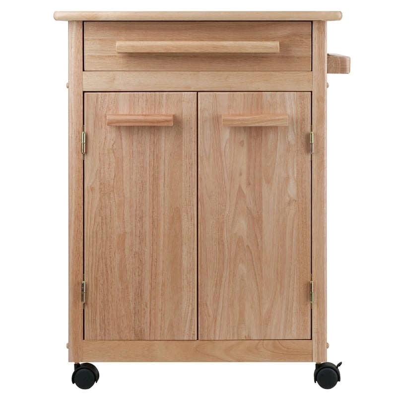 Pemberly Row Transitional Solid Wood Butcher Block Kitchen Cart in Natural