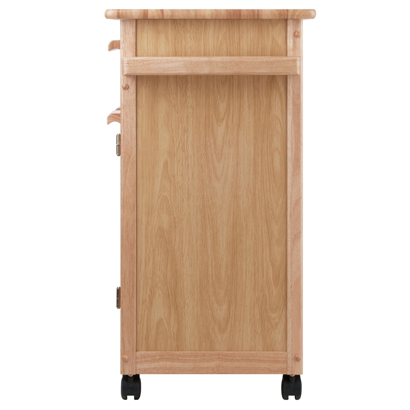 Pemberly Row Transitional Solid Wood Butcher Block Kitchen Cart in Natural
