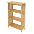 Pemberly Row 4-Tier Transitional Solid Wood Folding Bookcase in Natural